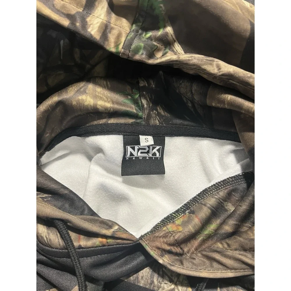 N2K Natin2Krazy Men's Hoodie Camouflage Black Pullover Sz S Y2K Hunting Skate